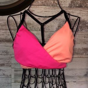 PINK Sport swim suit bikini top orange and pink in color size small spor…​